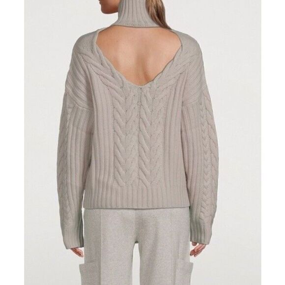 Naadam Womens Sweater Size M Wool  Cashmere Open Back Turtleneck Half-Zip - Picture 2 of 10